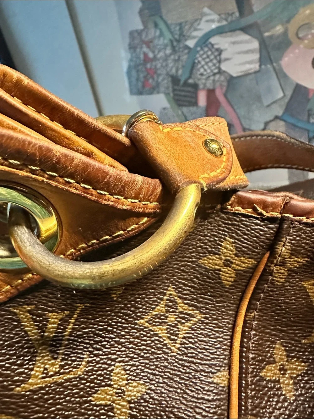 Louis Vuitton Brown Monogram Shoulder Bag with Gold Hardware